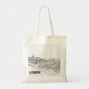 Pencil drawing of Alfama district in Lisbon Tote Bag