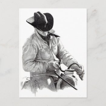 Pencil Drawing Of Cowboy In Saddle  Western Art Postcard by joyart at Zazzle