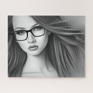 Pencil Drawing of Girl Jigsaw Puzzle