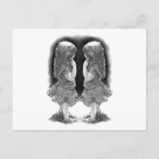 Pencil Drawing of Two Little Girls Face To Face Postcard (Front)
