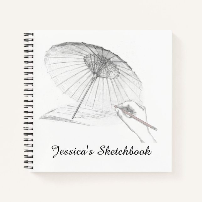 Pencil Drawing Personalized Sketchbook Notebook (Front)