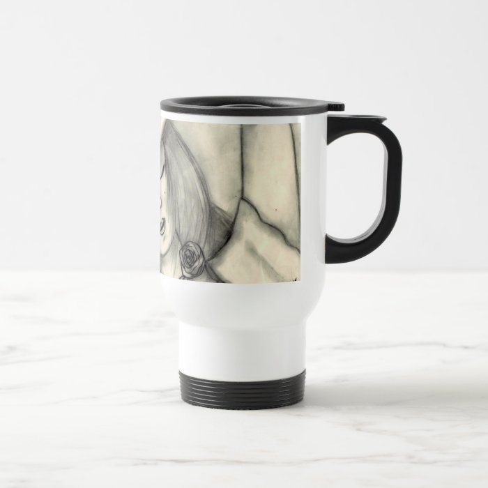 pencil drawing sleeping girl cup coffee mugs