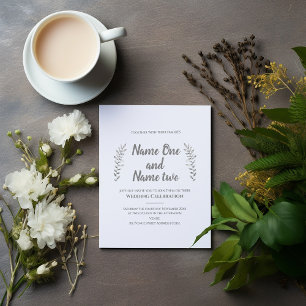 Pencil drawn leaves and branch wedding invitation