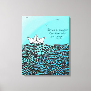 Pencil Drawn Paper boat   motivational text Canvas Print