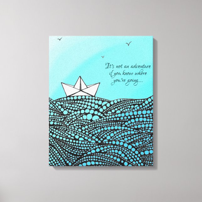 Pencil Drawn Paper boat | motivational text Canvas Print (Front)