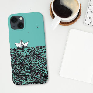 Pencil drawn Paper boat origami iPhone 13 Case