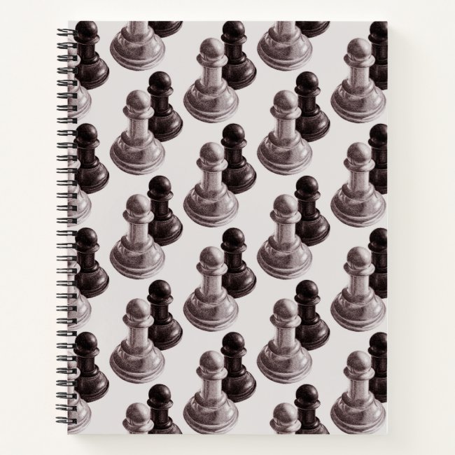 Pencil Drawn Pawns Pattern Chess