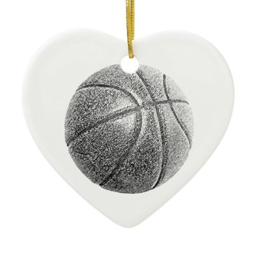 Pencil Effect Basketball Ceramic Ornament