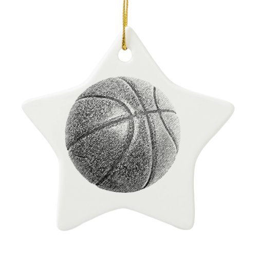 Pencil Effect Basketball Ceramic Ornament
