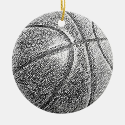 Pencil Effect Basketball Ceramic Ornament