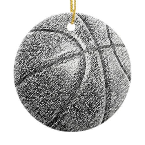 Pencil Effect Basketball Ceramic Ornament