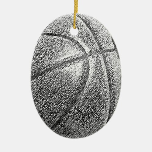 Pencil Effect Basketball Ceramic Ornament