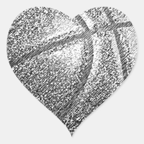 Pencil Effect Basketball Heart Sticker
