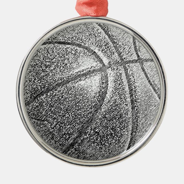 Pencil Effect Basketball Metal Ornament (Front)