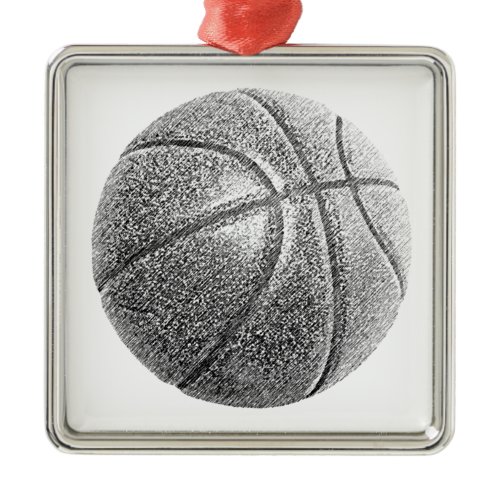 Pencil Effect Basketball Metal Ornament
