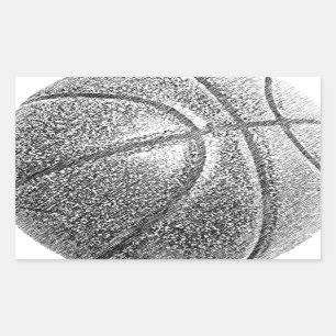 Pencil Effect Basketball Rectangular Sticker