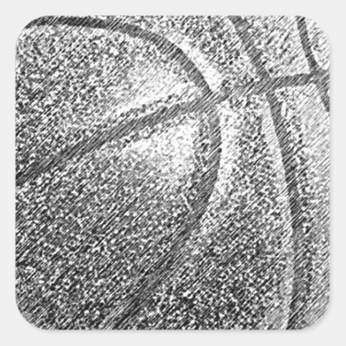 Pencil Effect Basketball Square Sticker