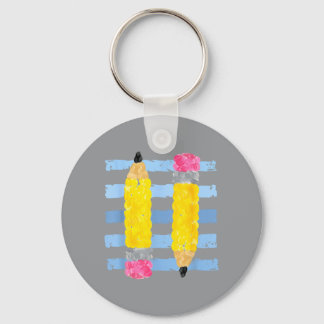 Pencil Es Fall Teacher Students Back To School Keychain