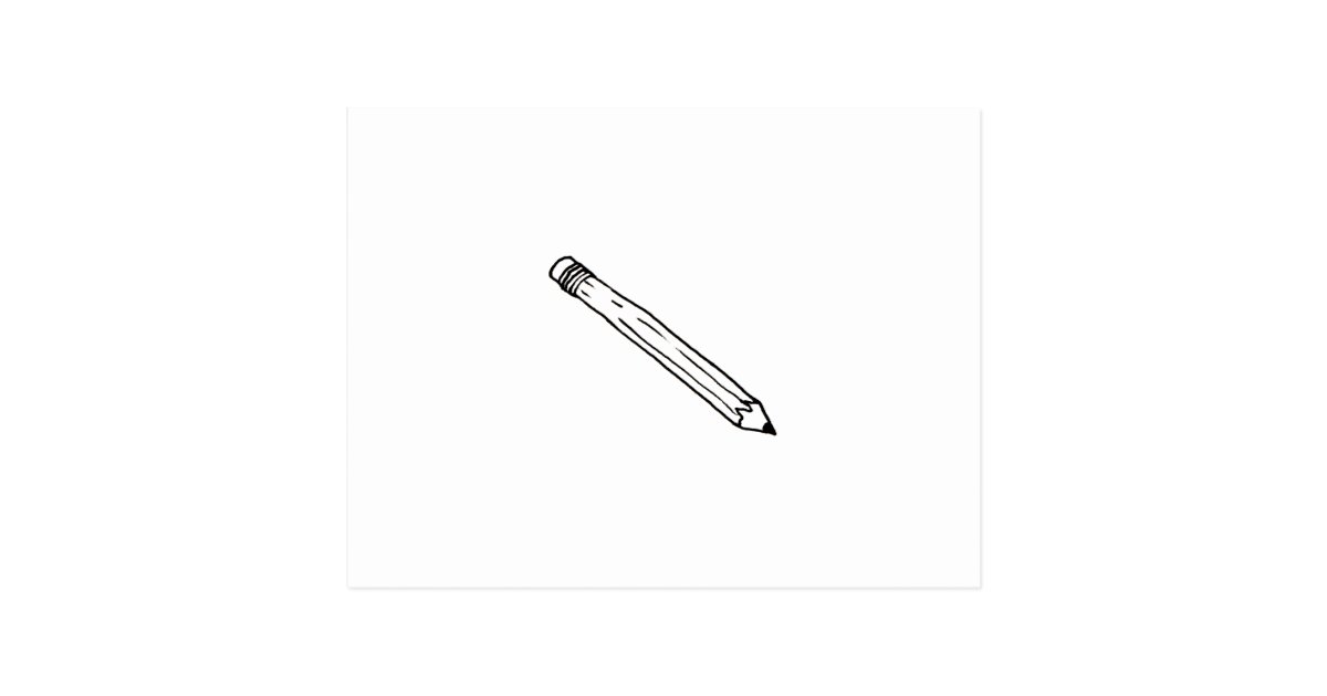 Pencil Fun Simple Line Drawing Symbol Logo Art Postcard