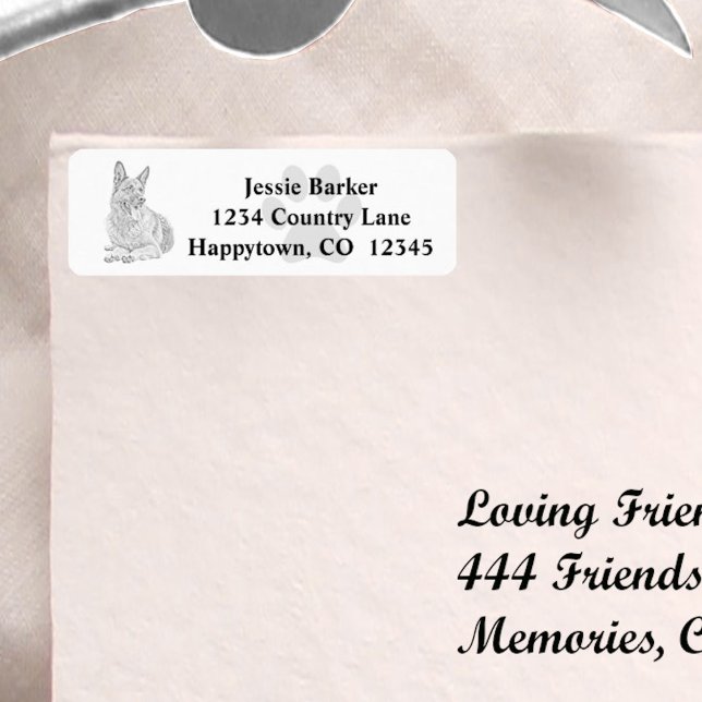Pencil German Shepherd Return Address Label (Creator Uploaded)