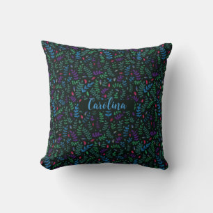 pencil leafs dark throw pillow