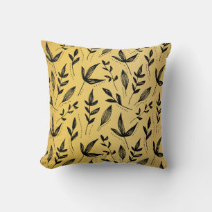 Pencil Lesvfx Gold and Black Throw Pillow
