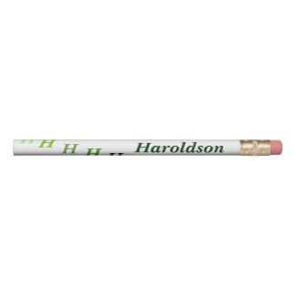 Pencil - Name and Stepped Initial in Greens