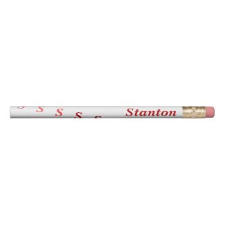 Pencil - Name and Stepped Initial in Reds