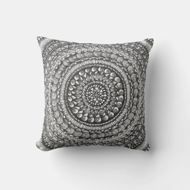 Pencil Original Art Mandala Design Throw Pillow (Front)