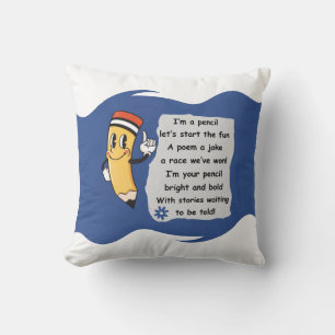 Pencil Pal Poetry Throw Pillow