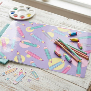 Pencil Party   Lavender Laminated Placemat