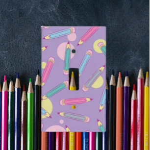 Pencil Party Lavender Light Switch Cover