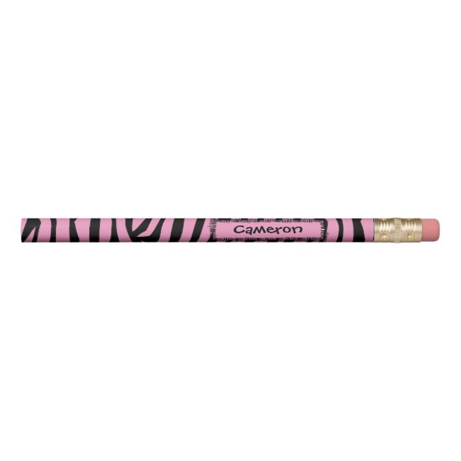 Pencil Personalized Pink Zebra Animal Print Girly