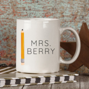 Pencil Personalized Teacher Two-Tone Coffee Mug