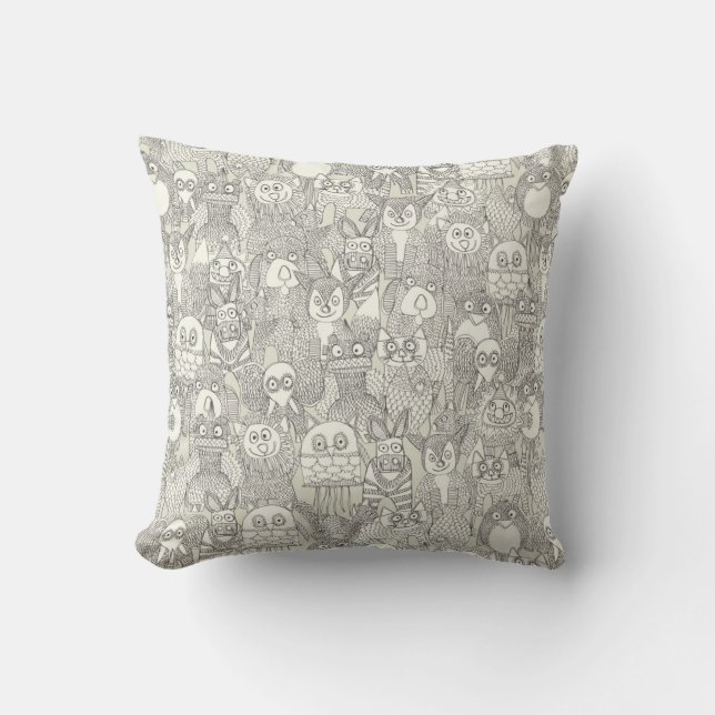 pencil pinatas ivory throw pillow (Front)