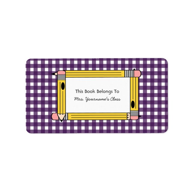 Pencil & Polka Dots School Book Label Bookplate (Front)