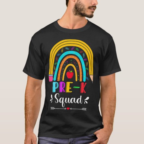 Pencil Rainbow Pre_K Squad Back To School Teacher T_Shirt