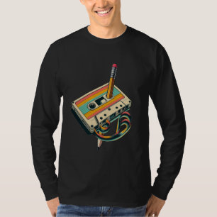 Pencil Rewind Cassette Old School Music Lover Part T-Shirt
