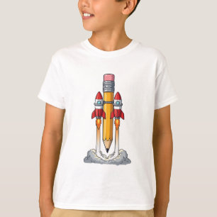Pencil Rocket Blast Off Kids T-Shirt