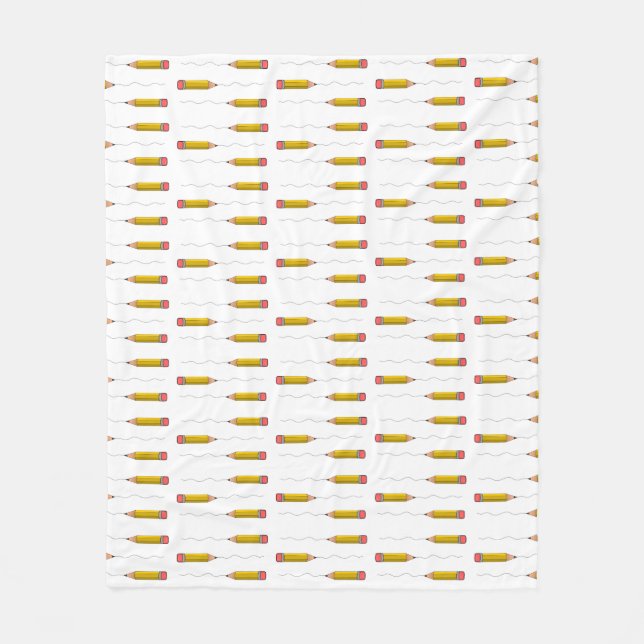 Pencil scrabble on white fleece blanket (Front)
