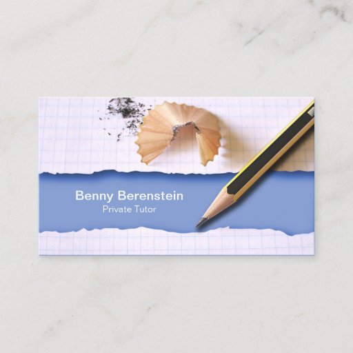 Customizable Pencil Shapening Private Tutor Blue Business Card