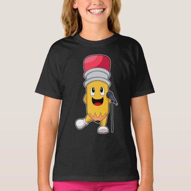 Pencil Singer Microphone Music T-Shirt (Front)