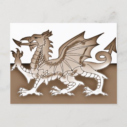 Pencil Sketch Effect Monochrome Sepia Wales Flag Postcard