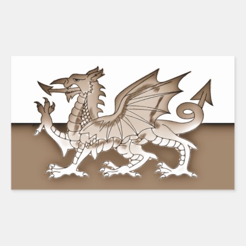 Pencil Sketch Effect Monochrome Sepia Wales Flag Rectangular Sticker