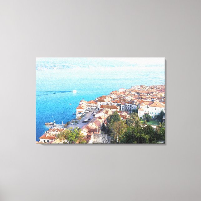 pencil sketch effect of lake Maggiore on canvas  Print (Front)
