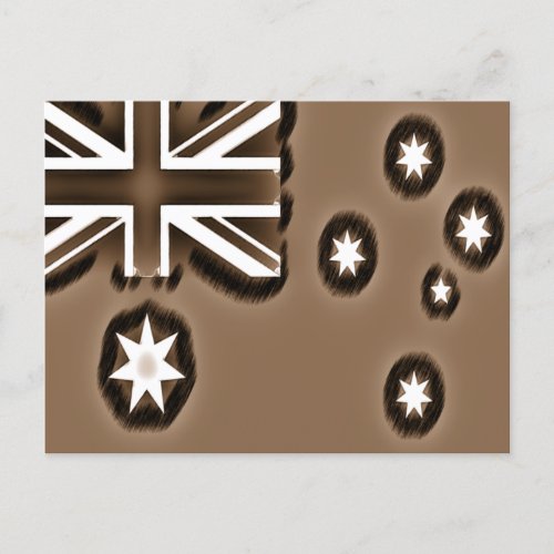 Pencil Sketch Effect Sepia Australian Flag Postcard