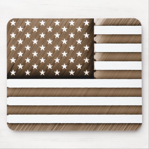 Pencil Sketch Effect USA Flag Stars and Stripes Mouse Pad