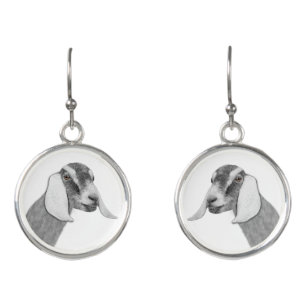 Pencil Sketch Nubian Goat Portrait Earrings
