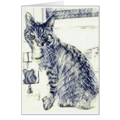 Pencil sketch of a cat on a blank card (Front)