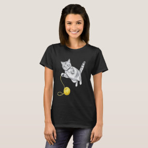 Pencil Sketch of a Tabby Cat at Play T-Shirt